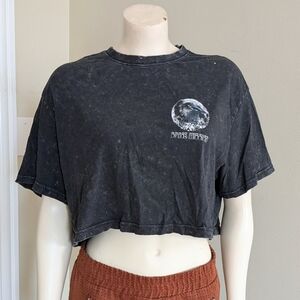Space-Themed Black Crop Top Size XL